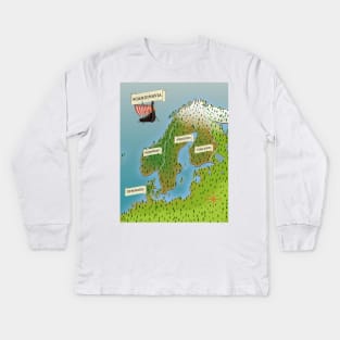 Map Of Scandinavia Kids Long Sleeve T-Shirt